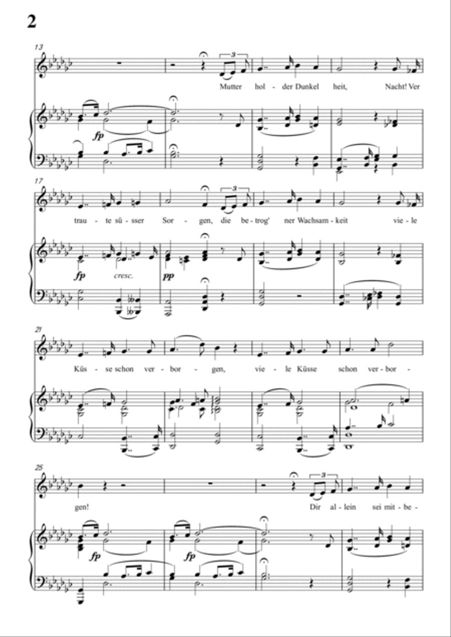 Schubert-Die Nacht in bG D.358,for Vocal and Piano Voice scores gallery preview page 3