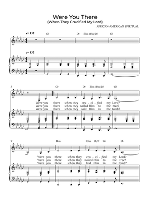 Were You There - for piano and alto in Gb major with chords