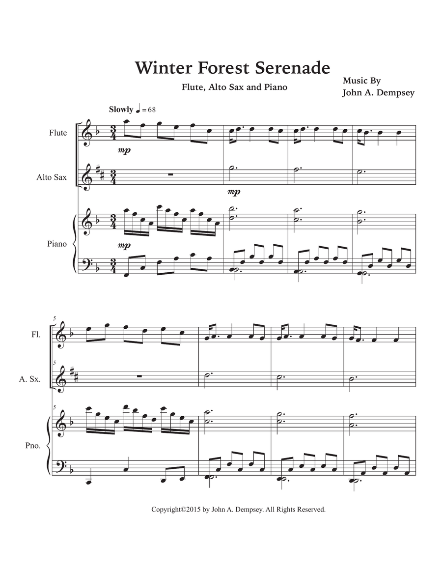 Winter Forest Serenade (Trio for Flute, Alto Sax and Piano) Woodwind Duet scores gallery preview page 5