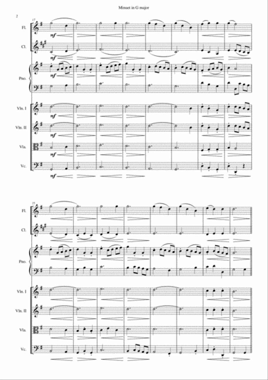 Minuet in G major Orchestra scores gallery preview page 2
