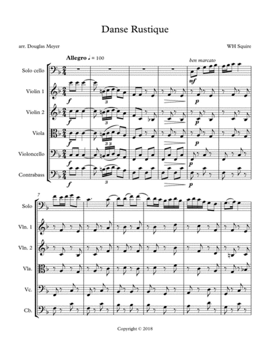 Danse Rustique, Op. 20, No. 5 for String Orchestra and Solo Cello (score and parts) image number null