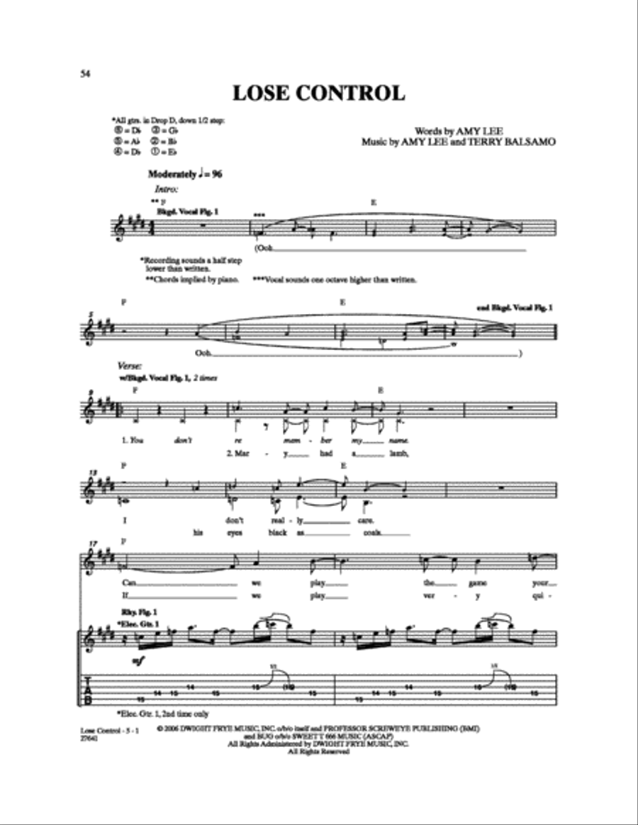 Lose Control Lose Control Electric Guitar scores gallery preview page 1