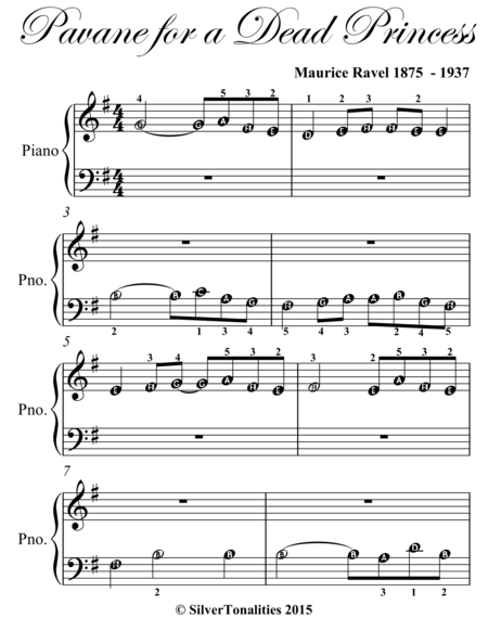 Pavane for a Dead Princess Beginner Piano Sheet Music