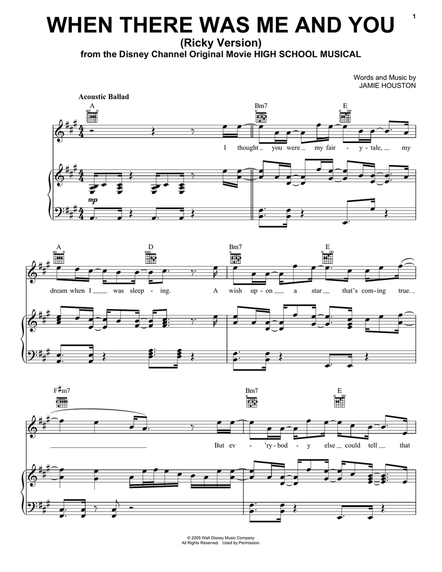When There Was Me And You (from High School Musical: The Musical: The Series) Piano, Vocal, Guitar scores gallery preview page 1