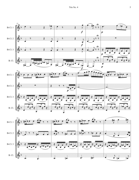 W. A. Mozart, Trio No.4, Kegelstatt Trio (KV 498). Arranged for Clarinet Quartet by Wolfgang Amadeus Mozart Clarinet - Digital Sheet Music