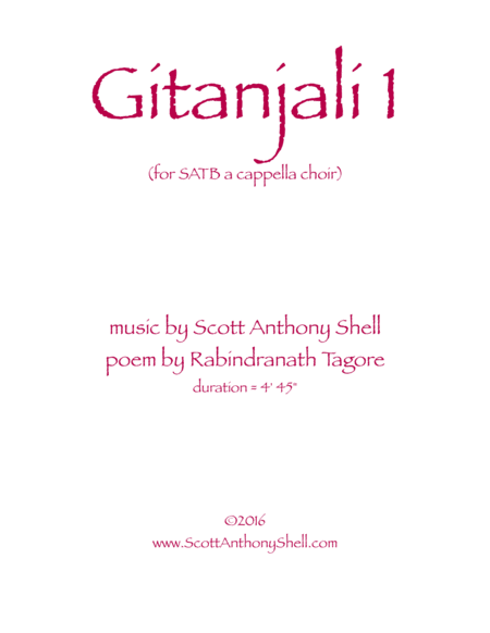 Gitanjali 1 (SATB a cappella choir) image number null