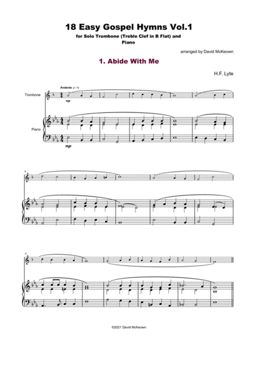 18 Gospel Hymns Vol.1 for Solo Trombone (Treble Clef in B Flat) and Piano