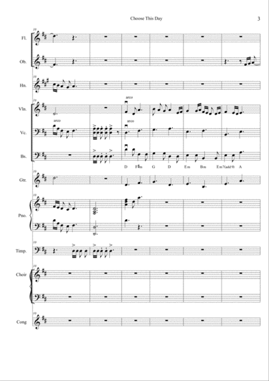 Choose This Day (Score & instrumental parts) Large Ensemble scores gallery preview page 3