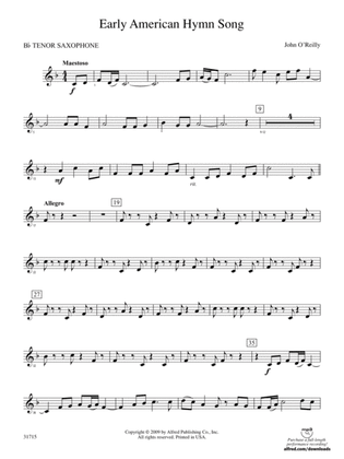 Early American Hymn Song: B-flat Tenor Saxophone