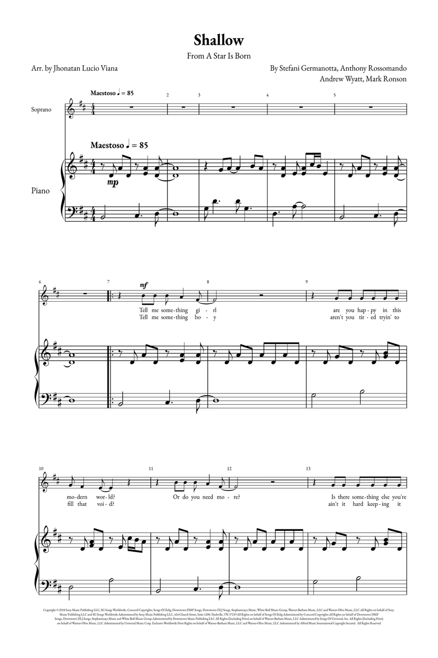 Shallow A Cappella scores gallery preview page 1