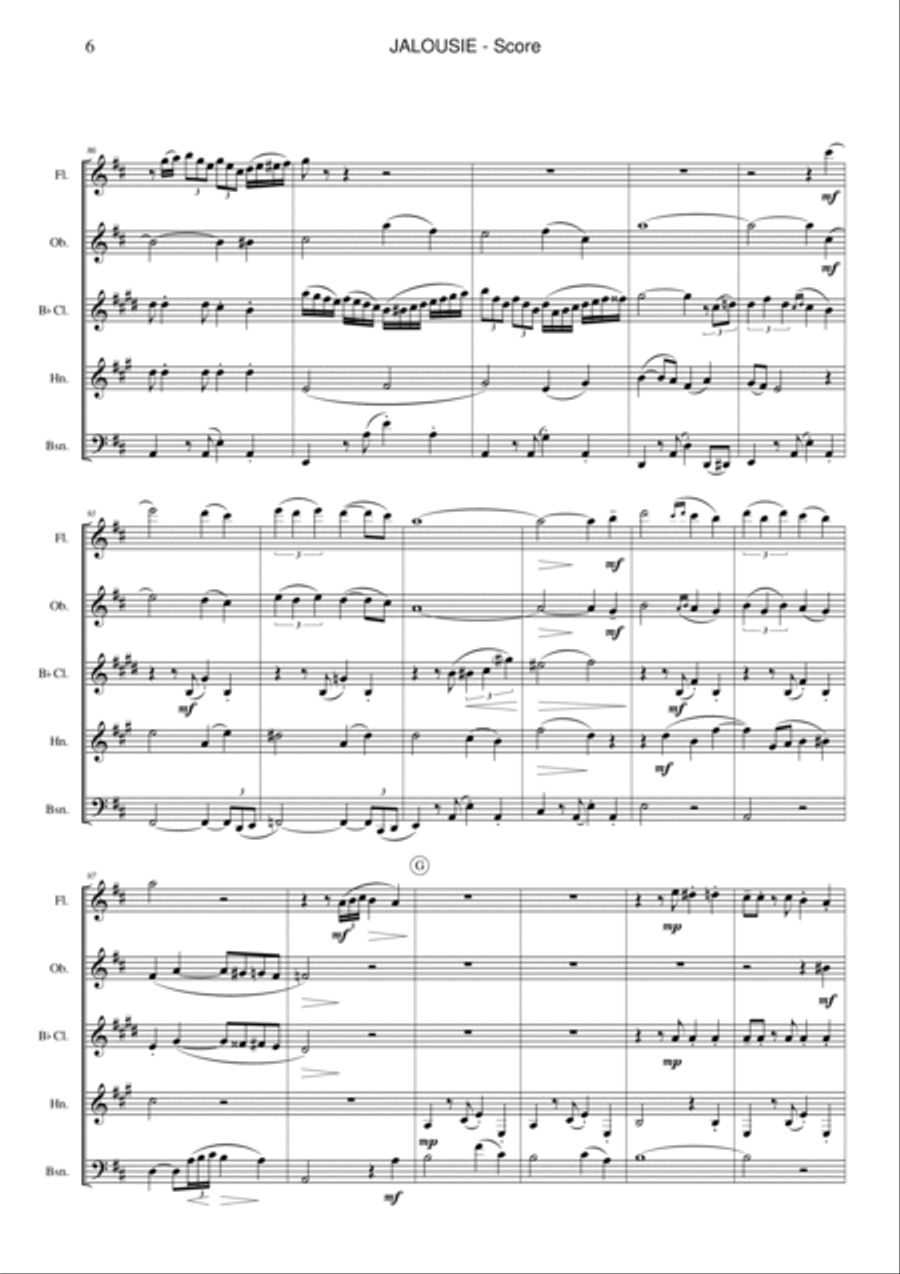 Jalousie (tango Tzigane) Jalousie (tango Tzigane) Woodwind Quintet scores gallery preview page 6