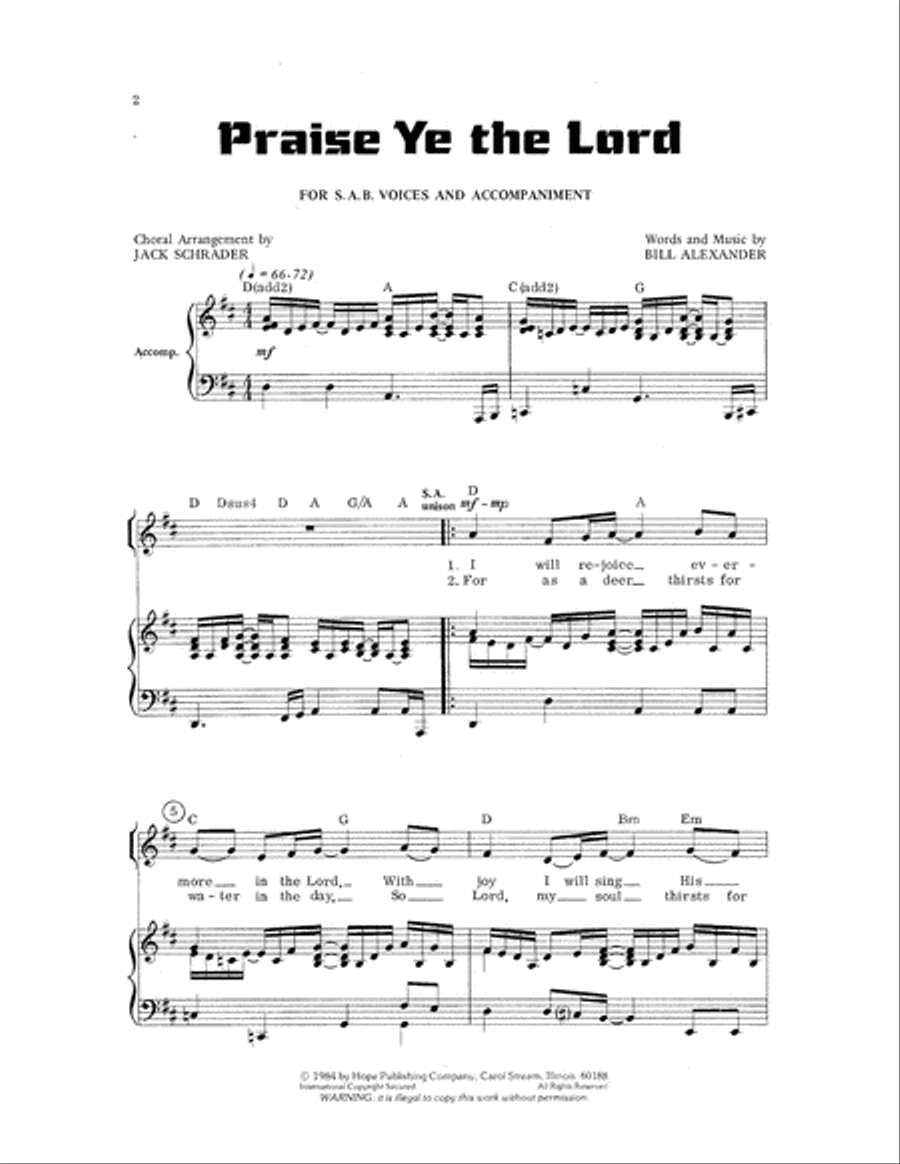 Praise Ye the Lord Praise Ye the Lord 3-Part scores gallery preview page 3