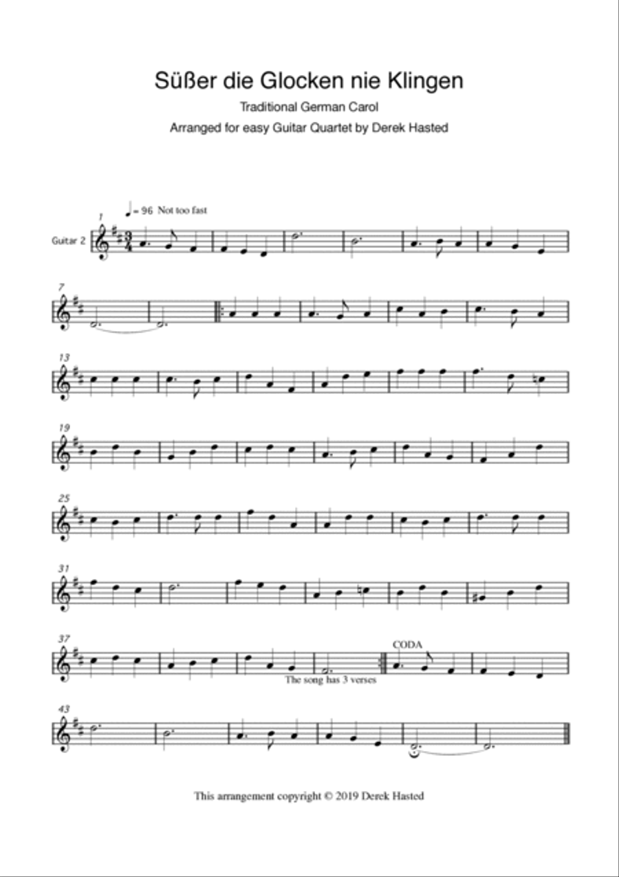 Suesser (Süßer) die Glocken nie Klingen - 4 guitars Guitar Ensemble scores gallery preview page 6