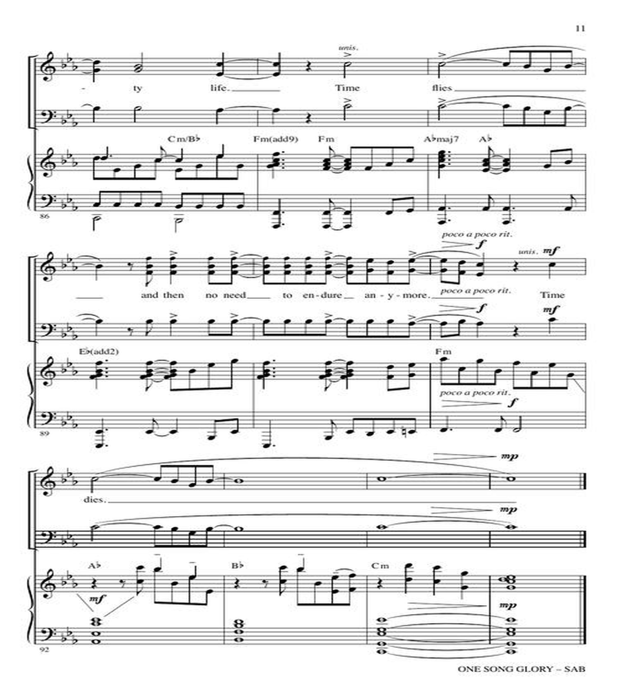 One Song Glory (from Rent) 3-Part scores gallery preview page 6