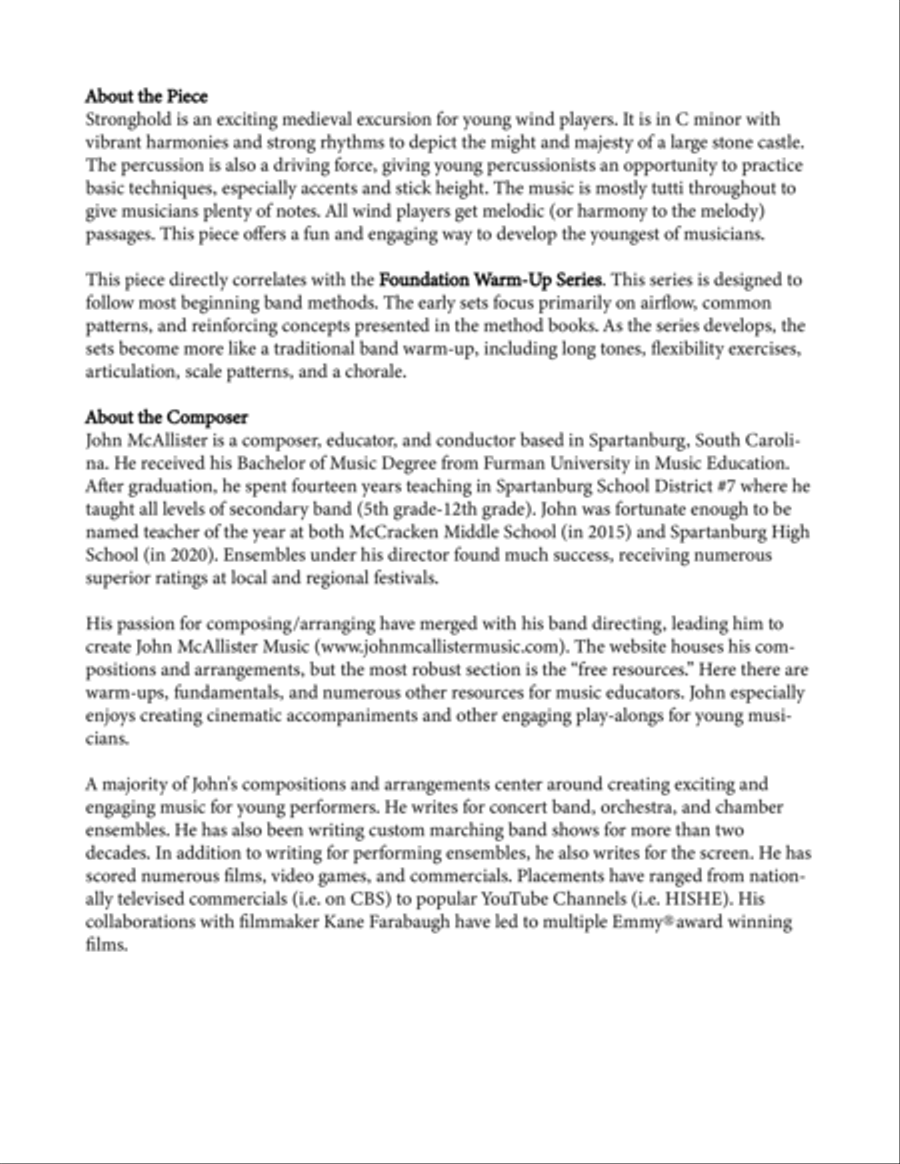 Stronghold - for beginning band Concert Band scores gallery preview page 2