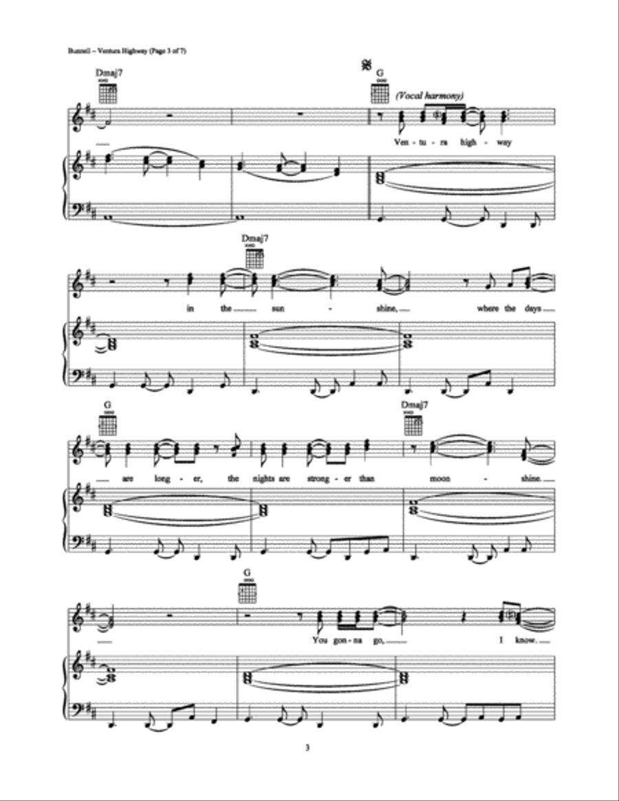 Ventura Highway Piano, Vocal, Guitar scores gallery preview page 3