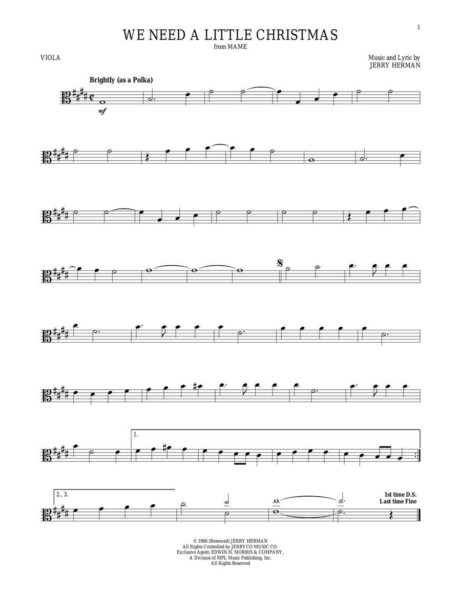 We Need A Little Christmas Viola Solo scores gallery preview page 1