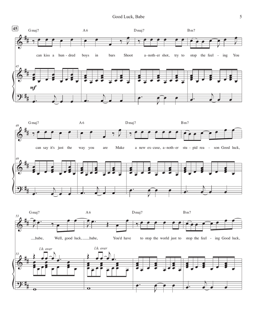 Good Luck, Babe! Piano, Vocal, Guitar scores gallery preview page 5