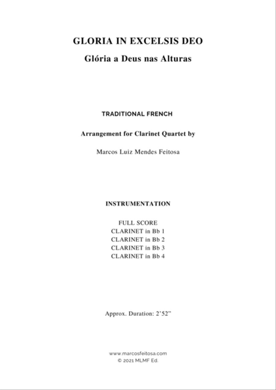Gloria In Excelsis Deo - Clarinet Quartet Clarinet Quartet scores gallery preview page 2