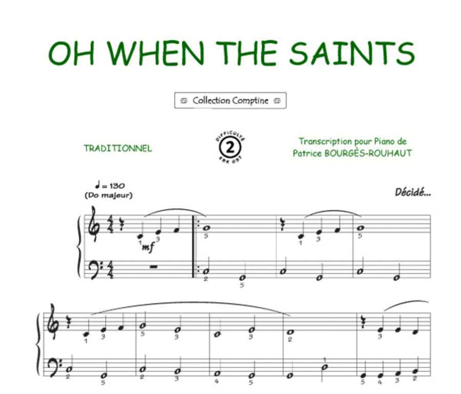 Oh when the saints (Traditionnel / Comptine) Guitar Tablature scores gallery preview page 1