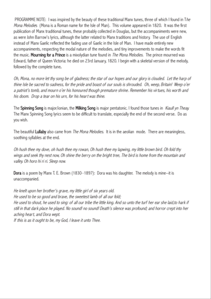 MANX SONGS for LOW VOICE & HARP (or pianoforte) Harp scores gallery preview page 2