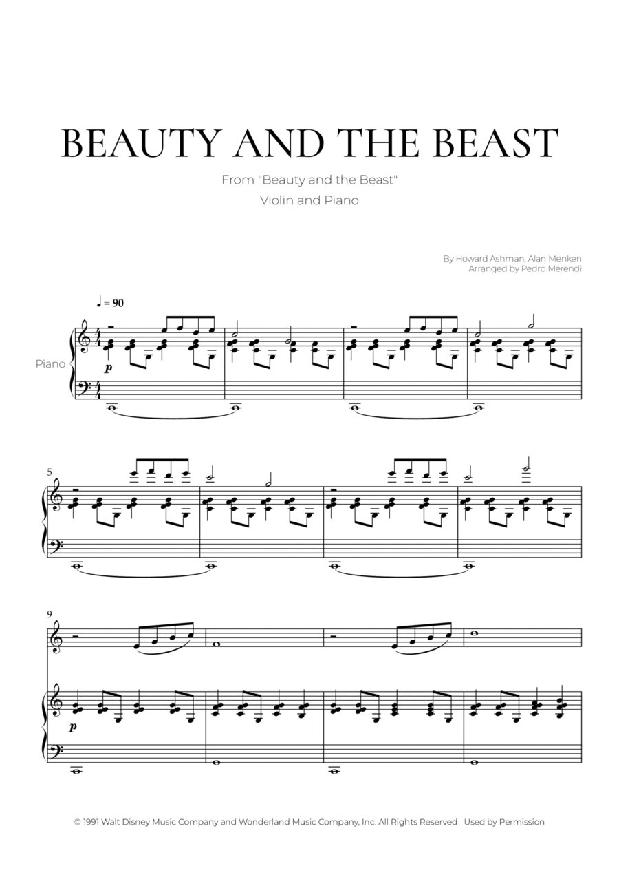Beauty And The Beast Violin Solo scores gallery preview page 1