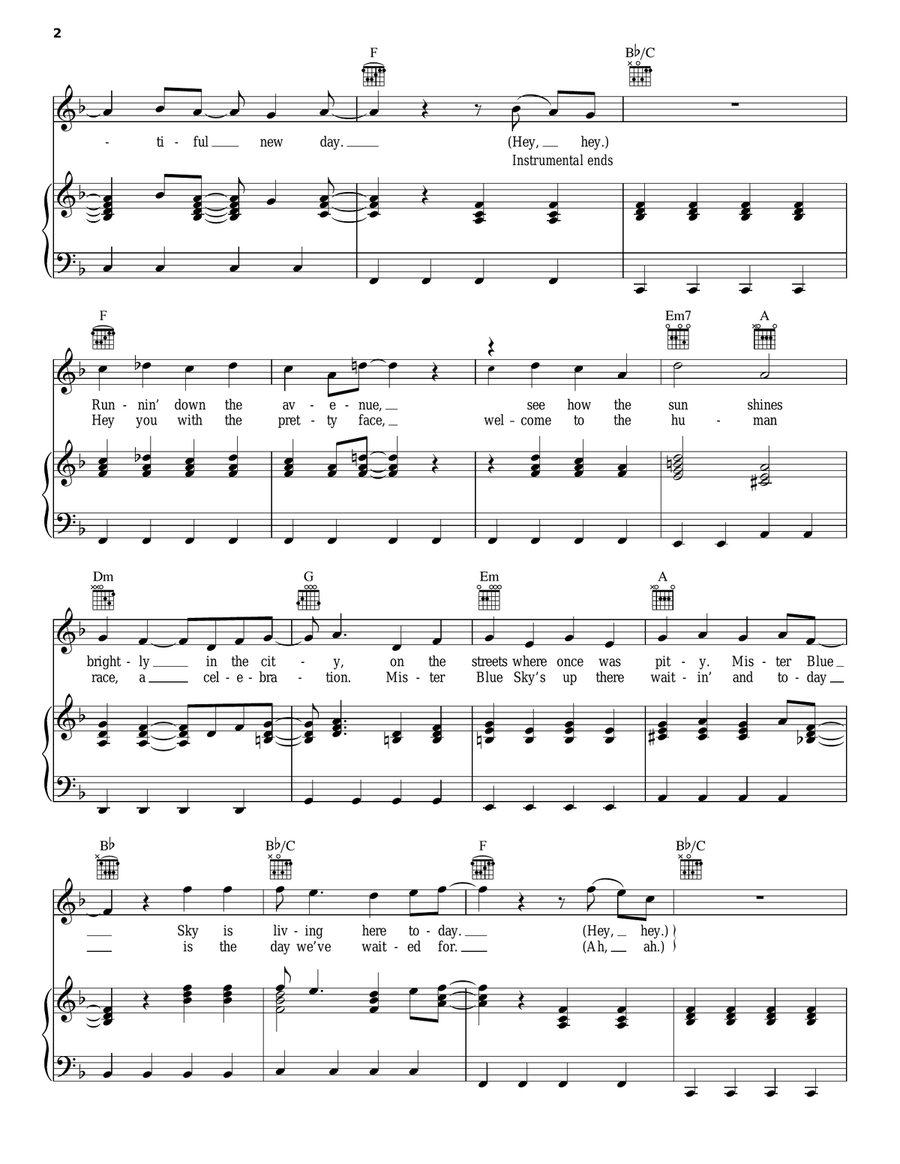 Mr. Blue Sky Piano, Vocal, Guitar scores gallery preview page 2