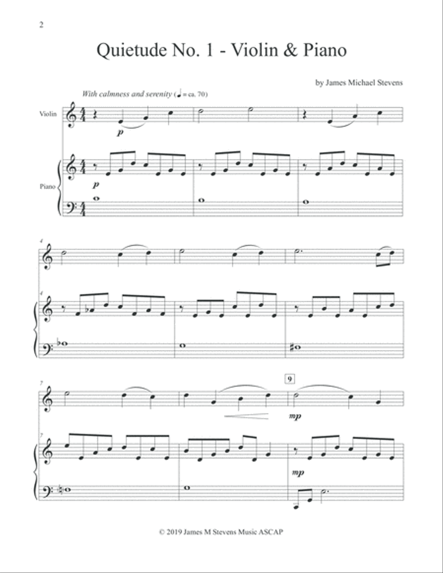 Quietudes, Nos. 1-12 - Violin & Piano Violin Solo scores gallery preview page 2