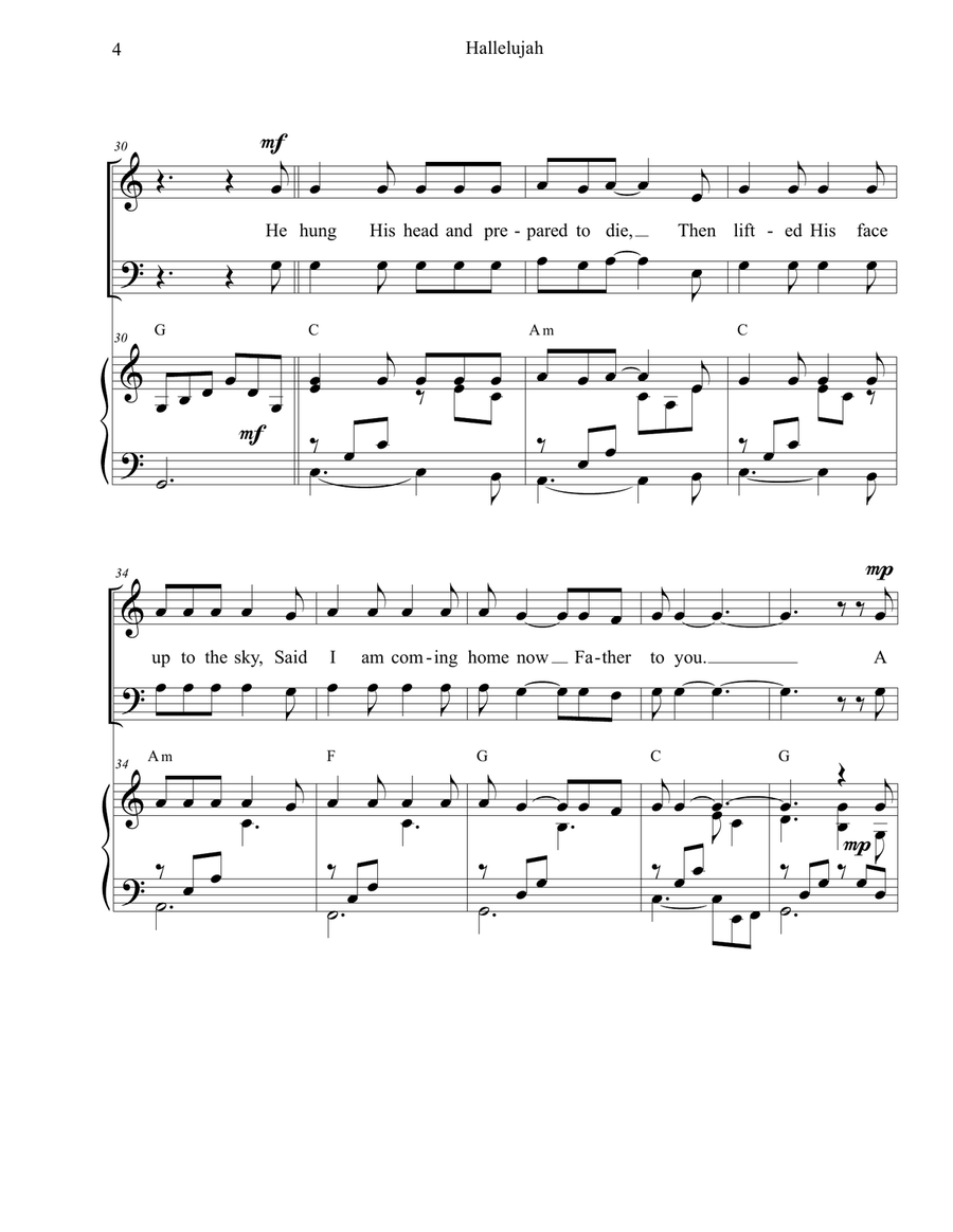 Hallelujah 3-Part scores gallery preview page 4