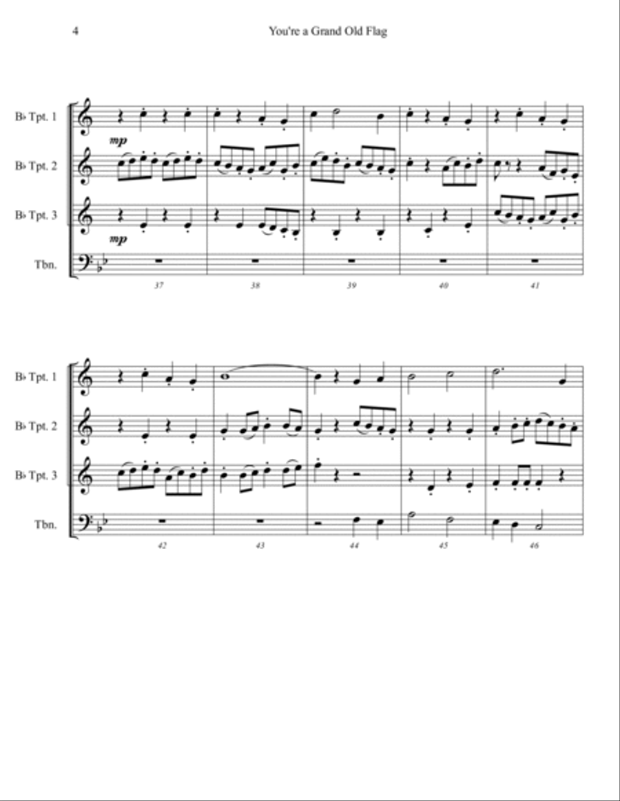 You're a Grand Old Flag Brass Ensemble scores gallery preview page 4