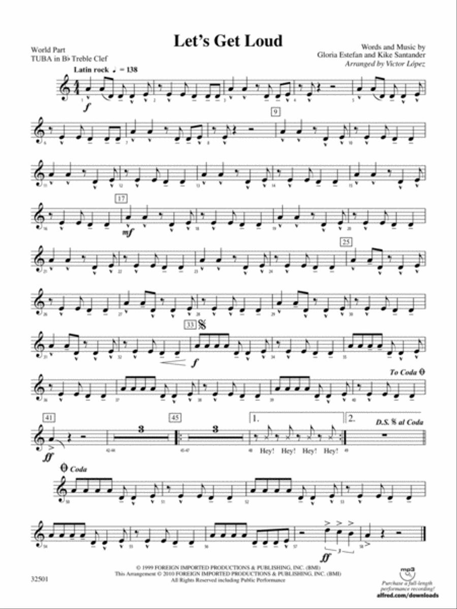 Let's Get Loud: (World Part) B-flat Tuba T.C. Concert Band scores gallery preview page 1