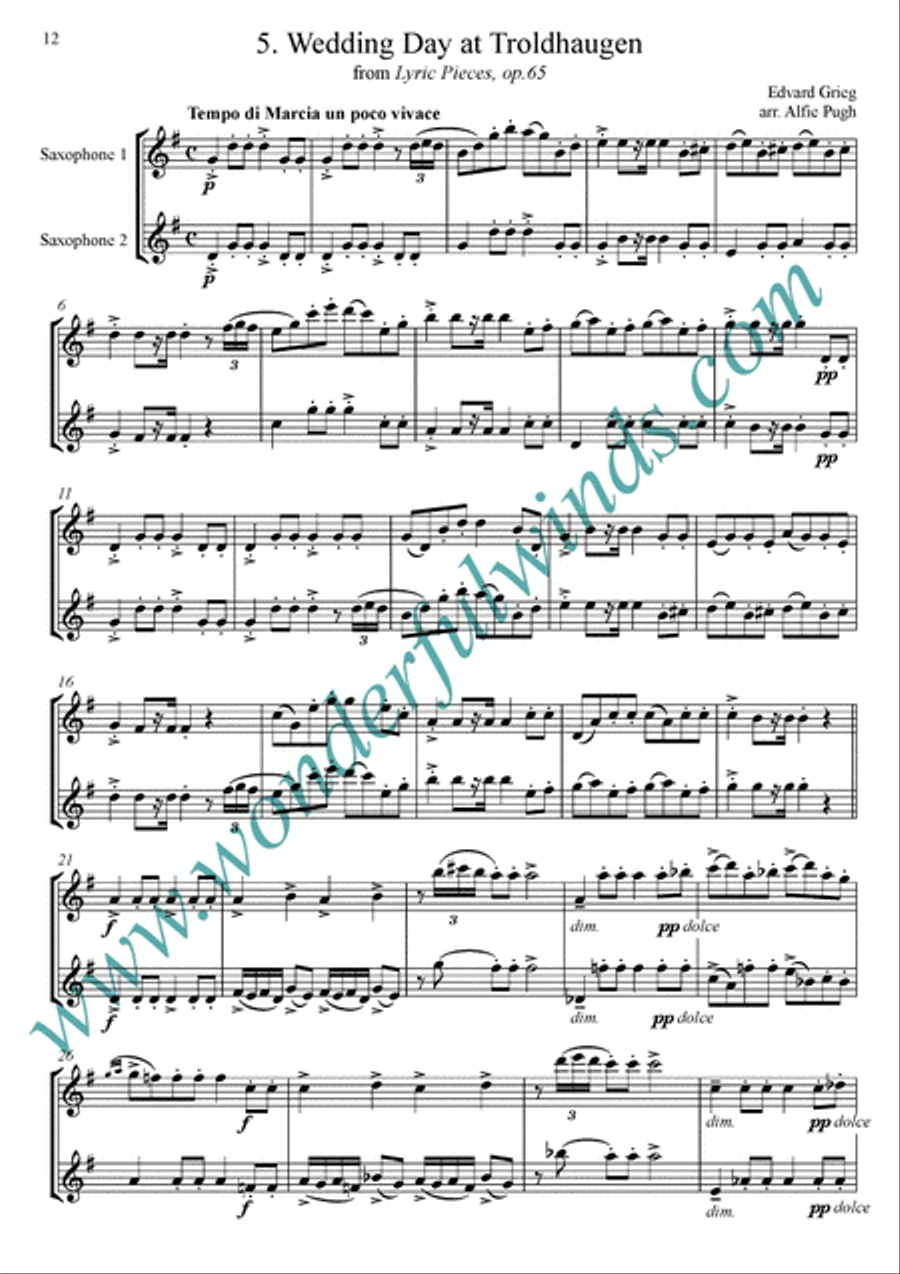 Six Grieg Duets Woodwind Duet scores gallery preview page 6