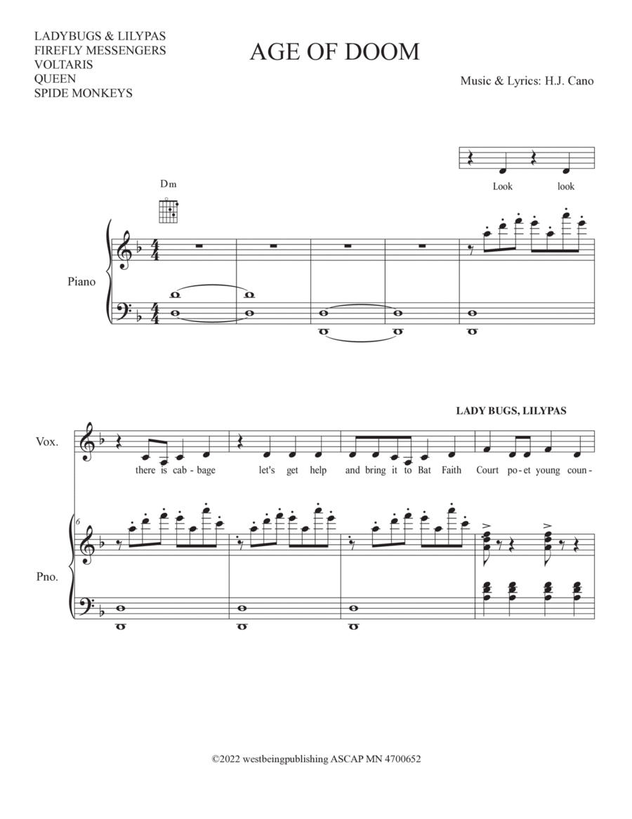Age of Doom Piano, Vocal, Guitar scores gallery preview page 1