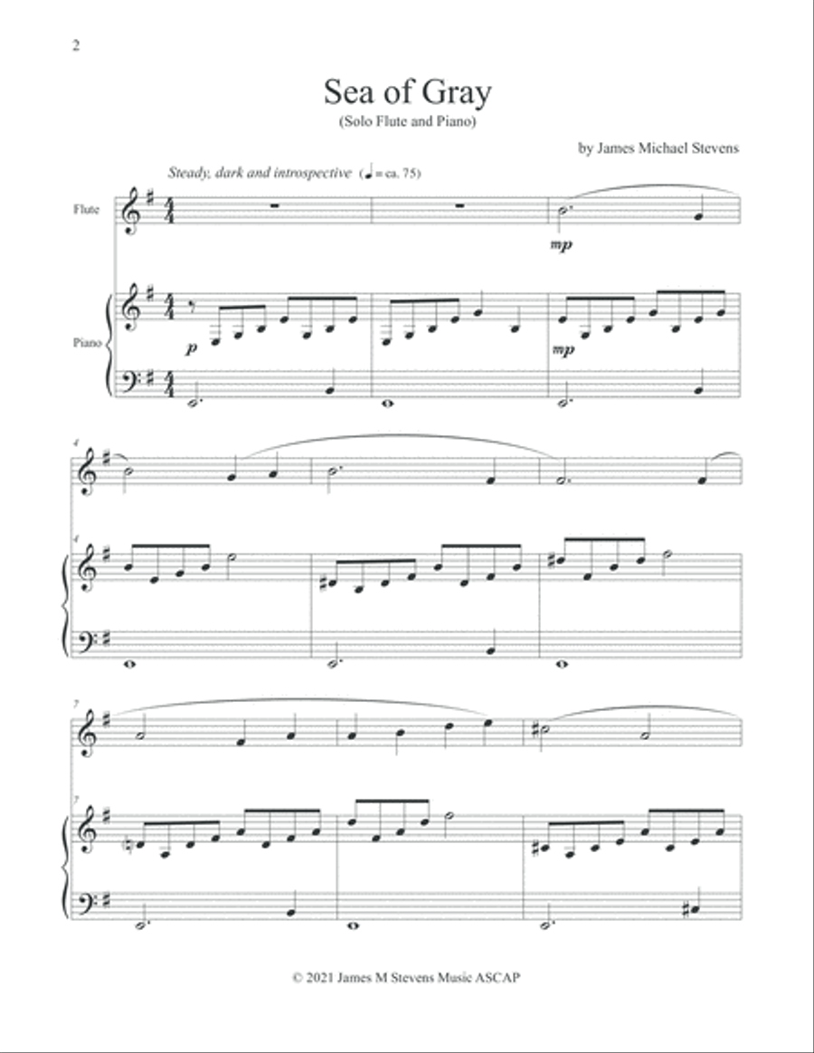 Sea of Gray - Flute & Piano Flute Solo scores gallery preview page 2