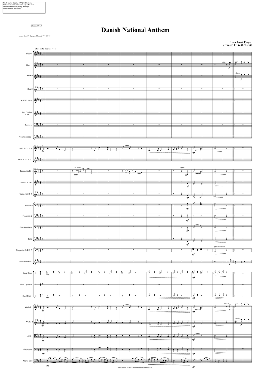 Danish National Anthem (Orchestre national d'Île-de-France Edition) Full Orchestra scores gallery preview page 2