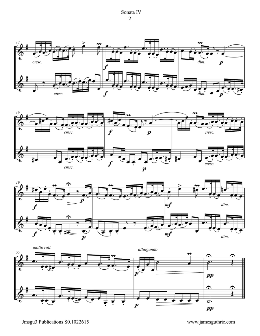 Handel: Sonata No. 4 for Trumpet Duo Trumpet Duet scores gallery preview page 2