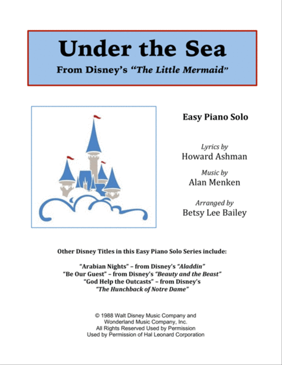Under The Sea Easy Piano scores gallery preview page 1