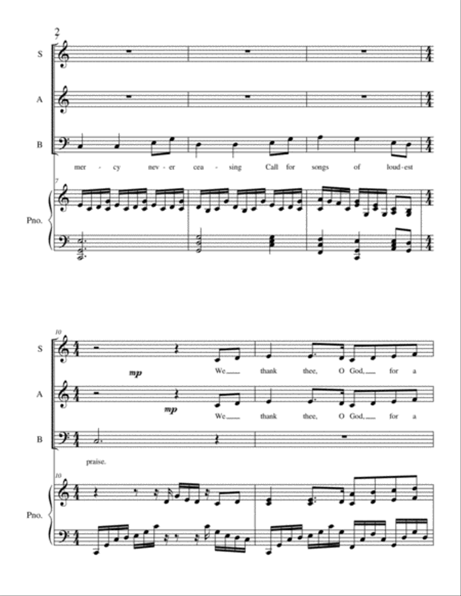 Come Thou Fount of Every Blessing / We Thank Thee, O God, For A Prophet 3-Part scores gallery preview page 3