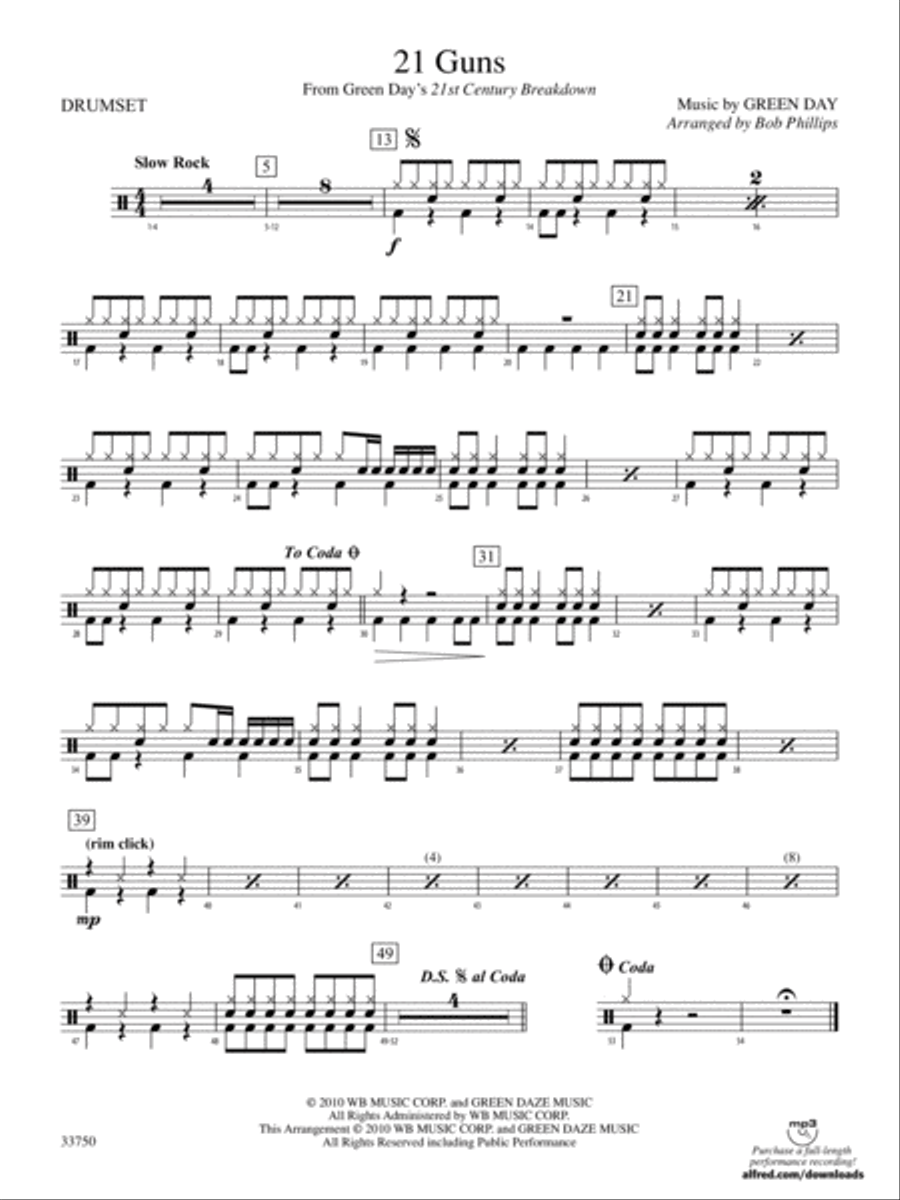 21 Guns: Drums String Orchestra scores gallery preview page 1