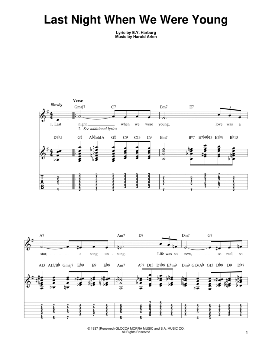 Last Night When We Were Young Electric Guitar scores gallery preview page 1