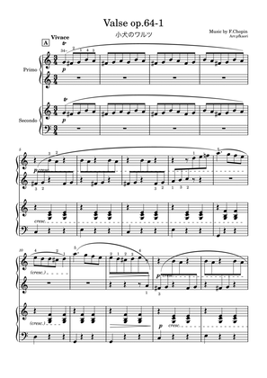 "Vals op.64-1" (Cdur) Piano four hands / teacher & student