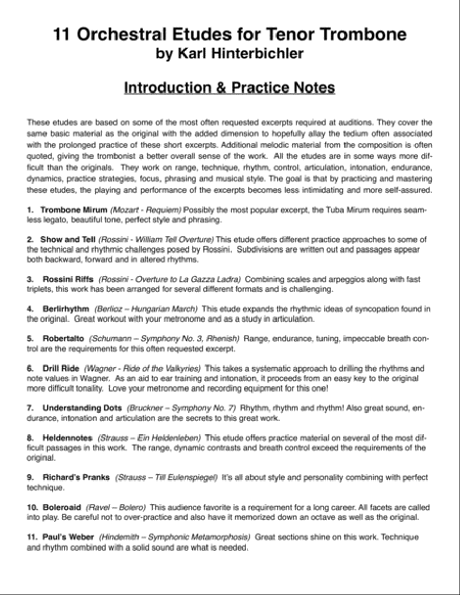 11 Orchestral Etudes for Tenor Trombone Score scores gallery preview page 2