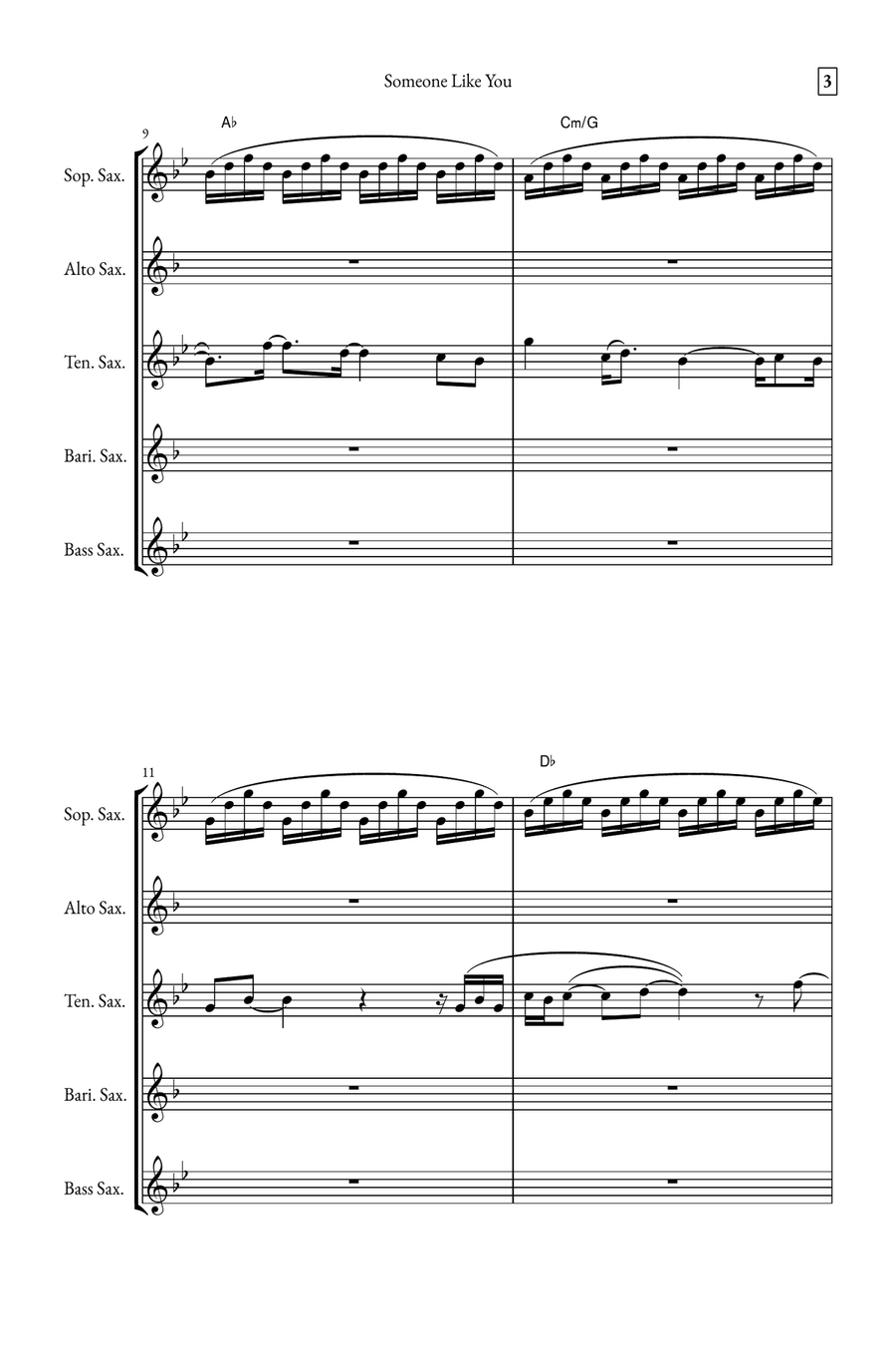 Someone Like You Saxophone Quintet scores gallery preview page 3