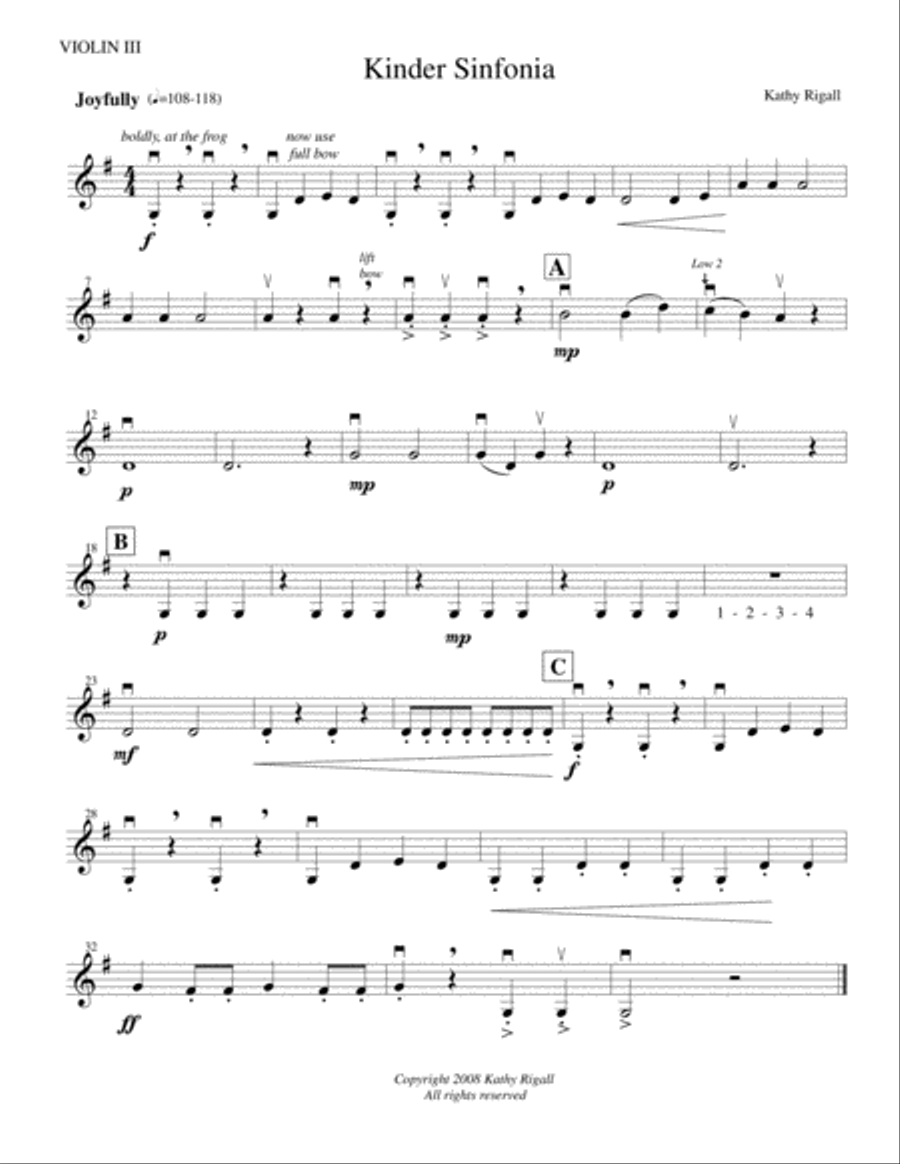 Kinder Sinfonia for String Orchestra String Orchestra scores gallery preview page 3