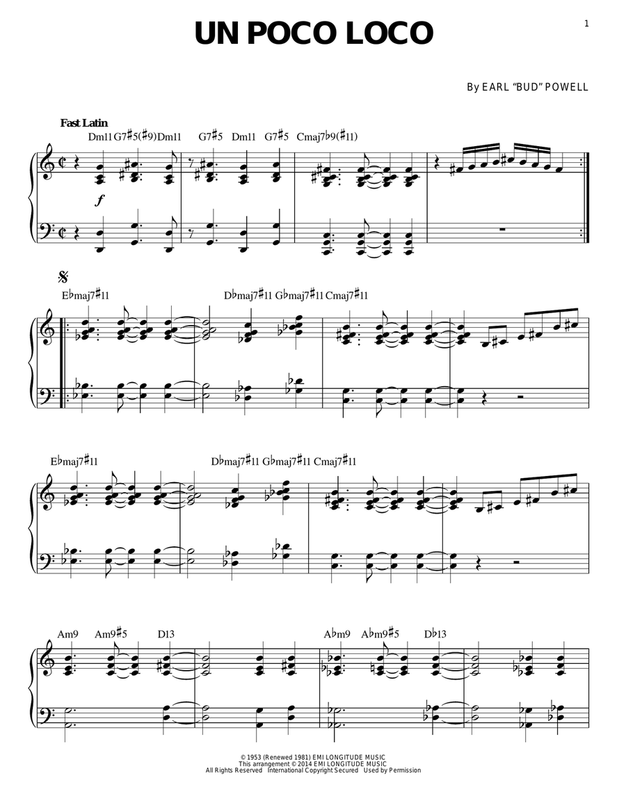 Un Poco Loco Piano Solo scores gallery preview page 1