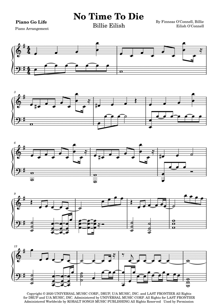 No Time To Die Piano Solo scores gallery preview page 1