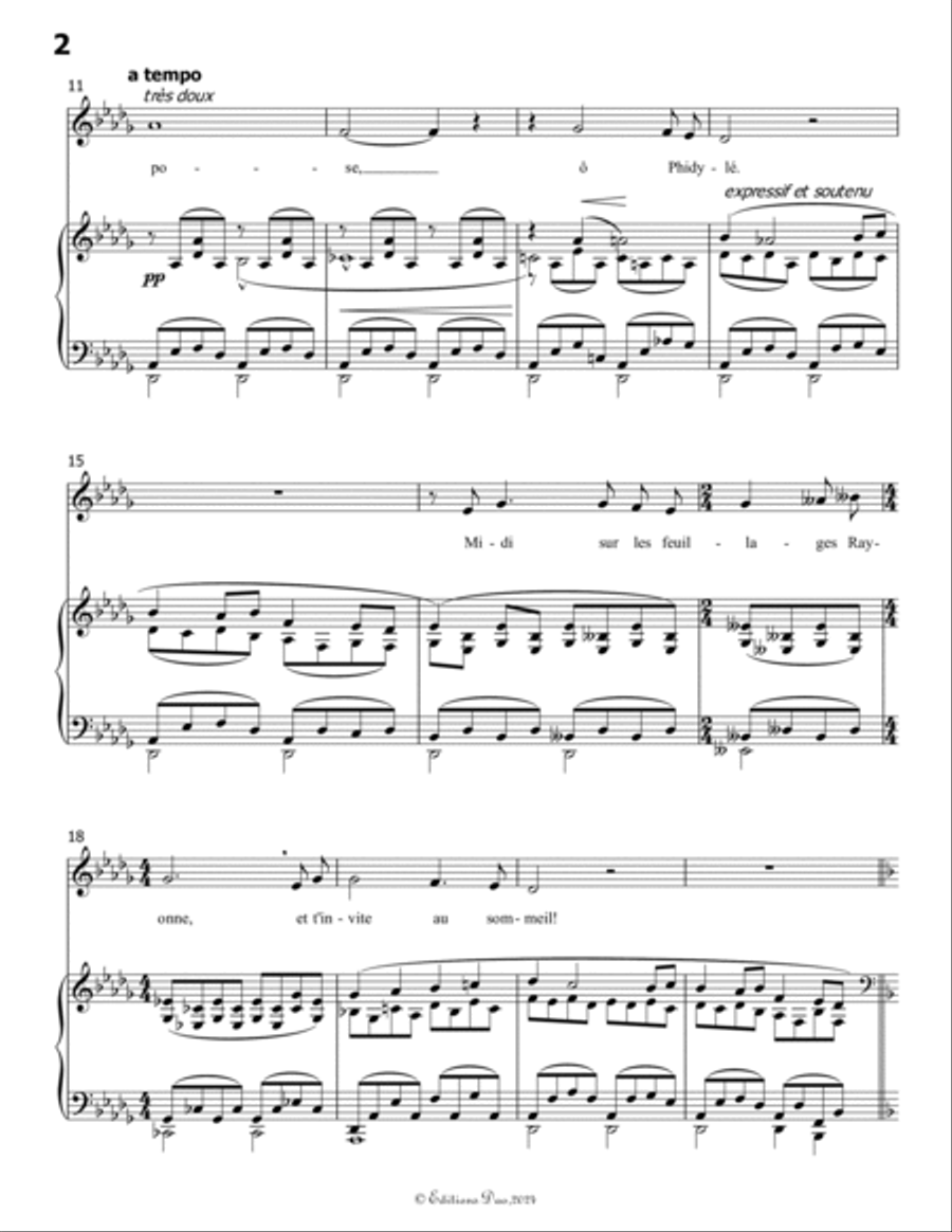 Phidylé, by Henri Duparc, in E Major Voice scores gallery preview page 4