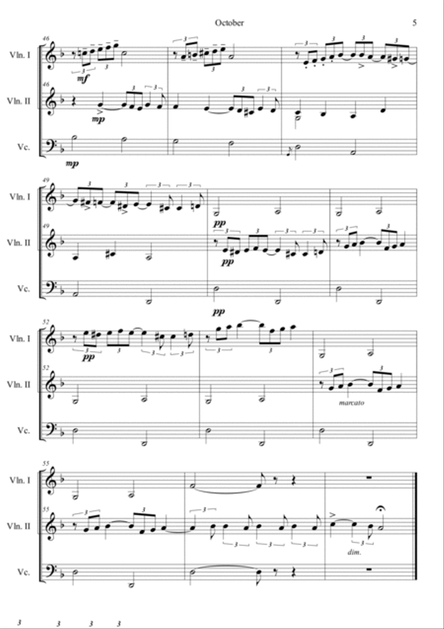 October (from The Seasons) String Trio scores gallery preview page 5