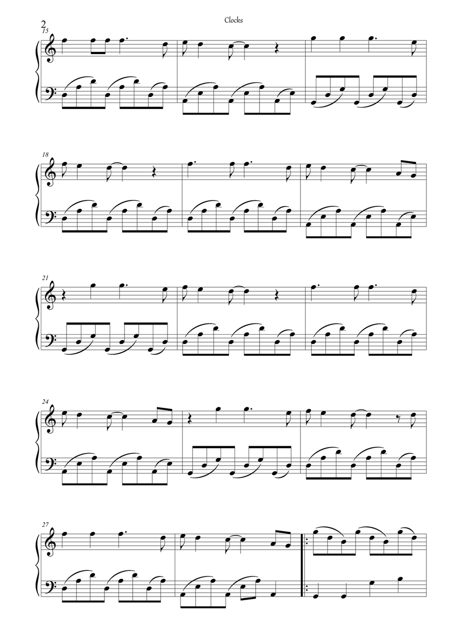 Clocks Piano Solo scores gallery preview page 3