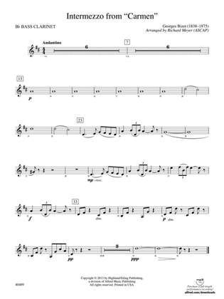 Book cover for Intermezzo from Carmen: B-flat Bass Clarinet